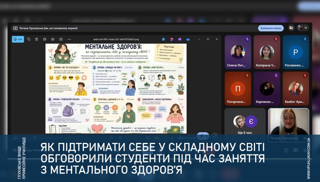 Як підтримати себе у складному світі обговорили студенти під час заняття з ментального здоров’я